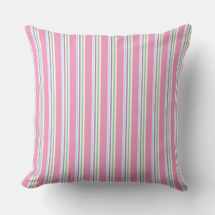 Cotton Candy Pink Green Aqua Purple Stripes Decor Throw Pillow