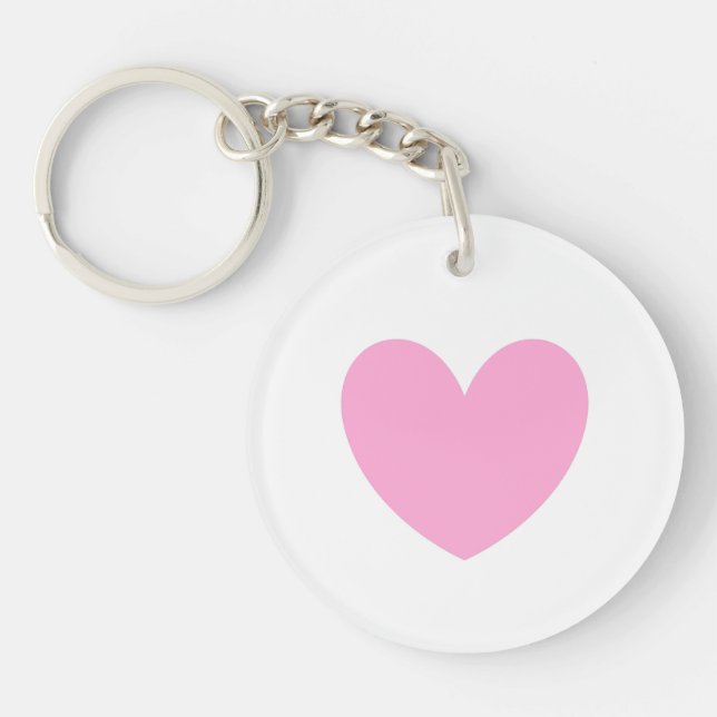 Cotton Candy Pink heart on white Keychain (Front)