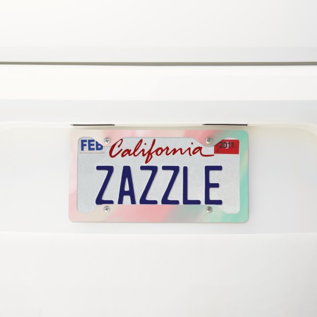 Cotton Candy Pink Marble Swirly Waves License Plate Frame (On Car)