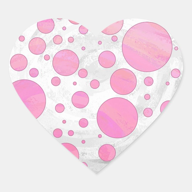 Cotton Candy Pink Polka Dot Heart Sticker (Front)