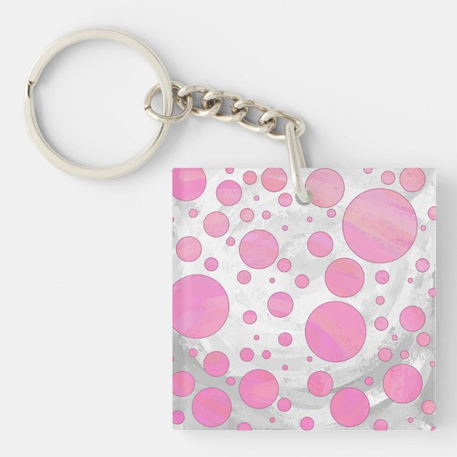 Cotton Candy Pink Polka Dot Keychain (Front)
