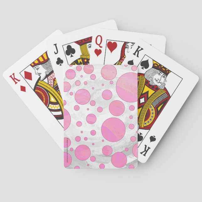 Cotton Candy Pink Polka Dot Poker Cards (Back)