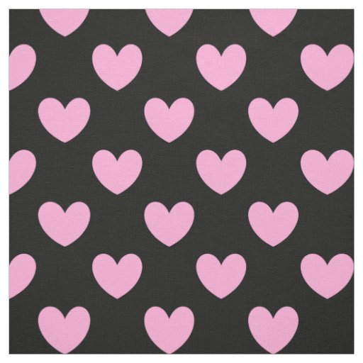 Cotton Candy Pink polka hearts on black Fabric