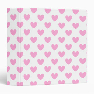 Cotton Candy Pink polka hearts on white 3 Ring Binder