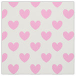 Cotton Candy Pink polka hearts on white Fabric