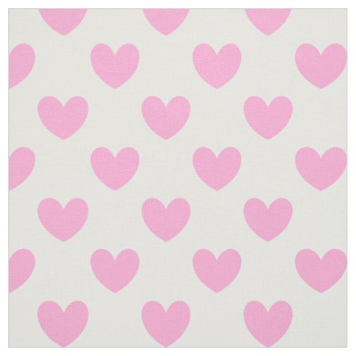 Cotton Candy Pink polka hearts on white Fabric