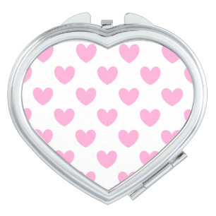 Cotton Candy Pink polka hearts on white Mirror For Makeup