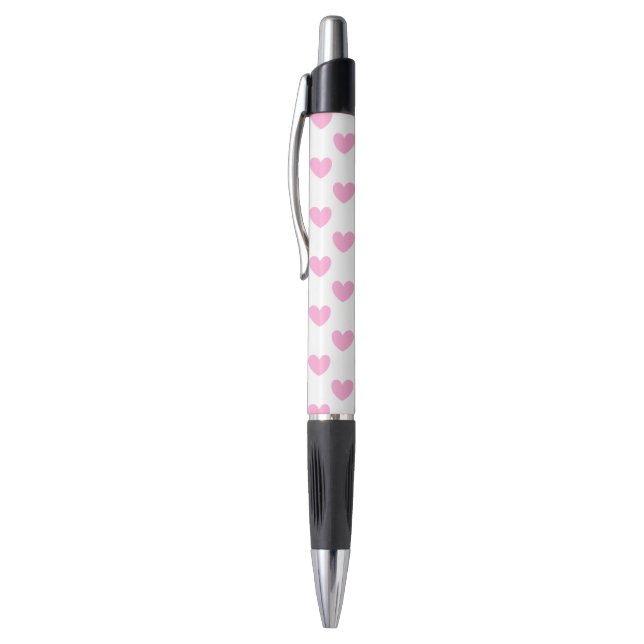 Cotton Candy Pink polka hearts on white Pen (Top (Vertical))