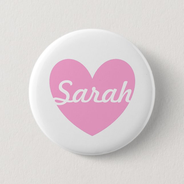 Cotton Candy Pink polka hearts on white Pinback Button (Front)