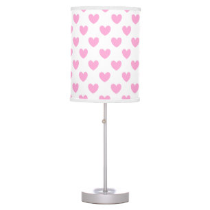 Cotton Candy Pink polka hearts on white Table Lamp