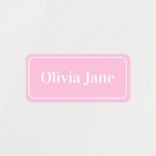 Cotton Candy Pink   Simple Minimalist Custom Name Kids' Labels