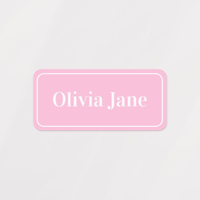 Cotton Candy Pink | Simple Minimalist Custom Name Kids' Labels (Design 1)