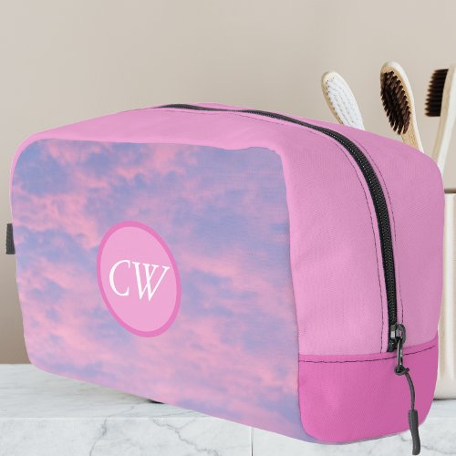 Cotton Candy Pink Sky with Initials Dopp Kit