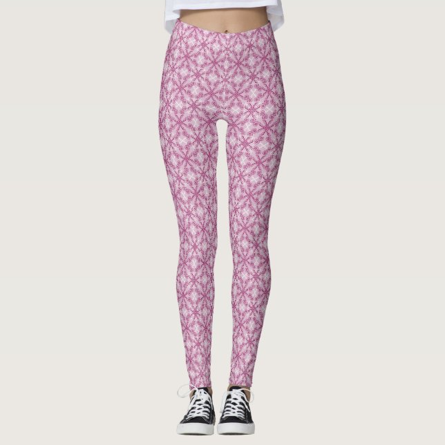 Cotton Candy Pink Swirls Leggings (Front)