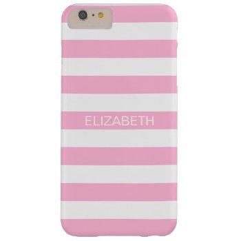 Cotton Candy Pink White Horiz Stripe Name Monogram Barely There Iphone 6 Plus Case by FantabulousCases at Zazzle