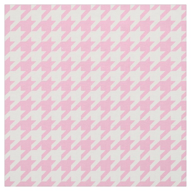 Pink and White Houndstooth Geometric Pattern Fabric Zazzle