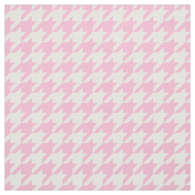 Cotton Candy Pink, White Houndstooth Pattern #2M Fabric (Swatch)