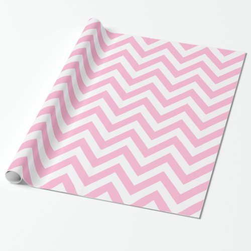 Cotton Candy Pink White XL Chevron ZigZag Pattern Wrapping Paper