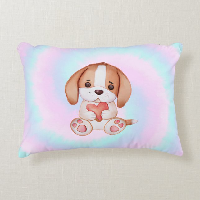 Cotton Candy Puppy Love  Accent Pillow (Front)