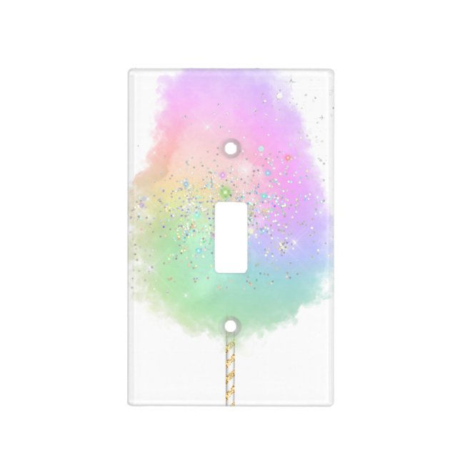Cotton candy rainbow glitter cute candy light switch cover (Front)