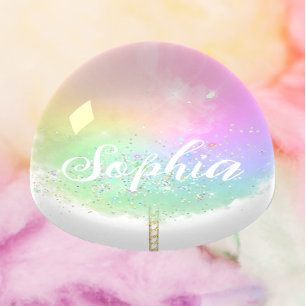 Cotton candy rainbow glitter cute pastel paperweight