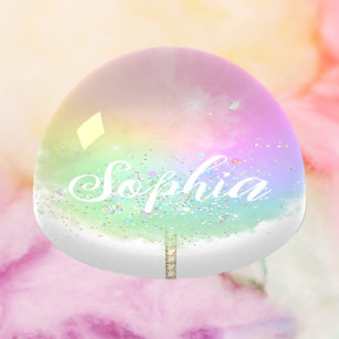 Cotton candy rainbow glitter cute pastel paperweight