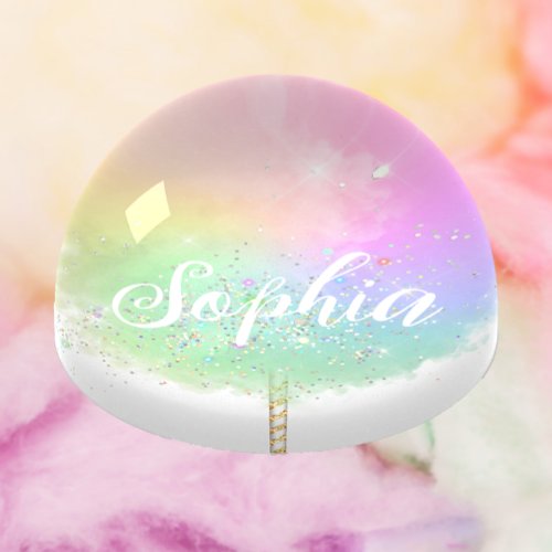 Cotton candy rainbow glitter cute pastel paperweight