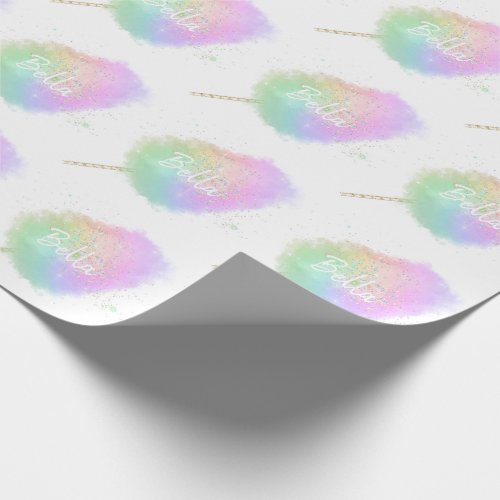 Cotton candy rainbow glitter cute wrapping paper