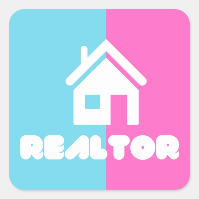 Cotton Candy Realtor Logo  Square Sticker (Front)