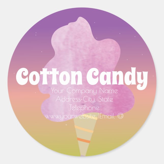 Cotton Candy Shop Ombre Business Label (Front)