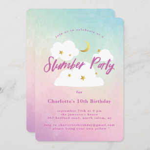 Cotton Candy Sky Slumber Party Invitation