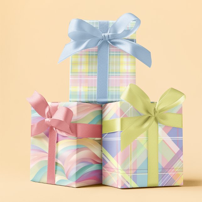 Cotton Candy Spring pastel set of 3  Wrapping Paper Sheets (Cotton Candy Spring pastel set of 3 Wrapping Paper Sheets)