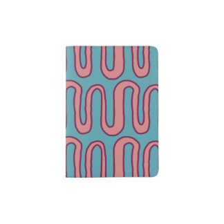 Cotton Candy Squiggle Meander Abstract Art Checkbo Passport Holder