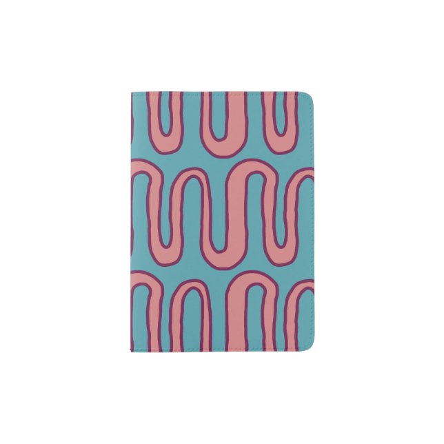 Cotton Candy Squiggle Meander Abstract Art Checkbo Passport Holder (Front)