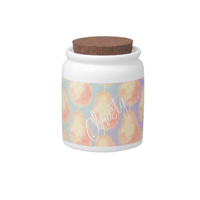 Cotton candy star dust peach teal purple pastel jar (Front)
