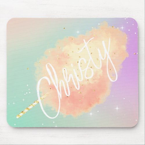 Cotton candy star dust peach teal purple pastel mouse pad