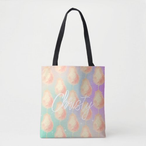 Cotton candy star dust peach teal purple pastel tote bag