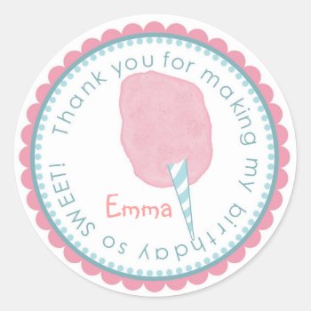 Cotton Candy Stickers- Pink And Blue Classic Round Sticker by LittlebeaneBoutique at Zazzle