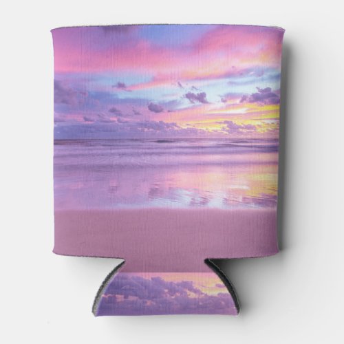 Cotton candy sunrise beach view can cooler