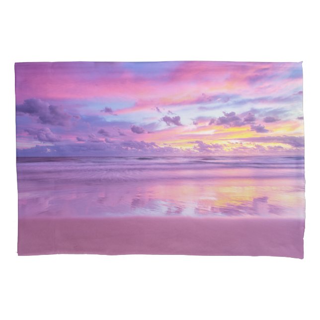 Cotton candy sunrise: beach view. pillow case (Front)