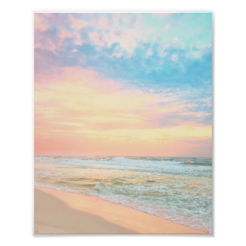 Cotton Candy Sunrise Skies Beach Waves Photo Print