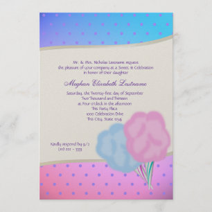 Cotton Candy Sweet Sixteen Birthday Invitation