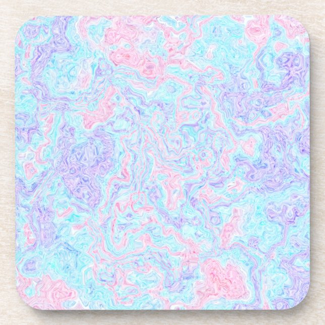 Cotton Candy Swirls Beverage Coaster (Front)
