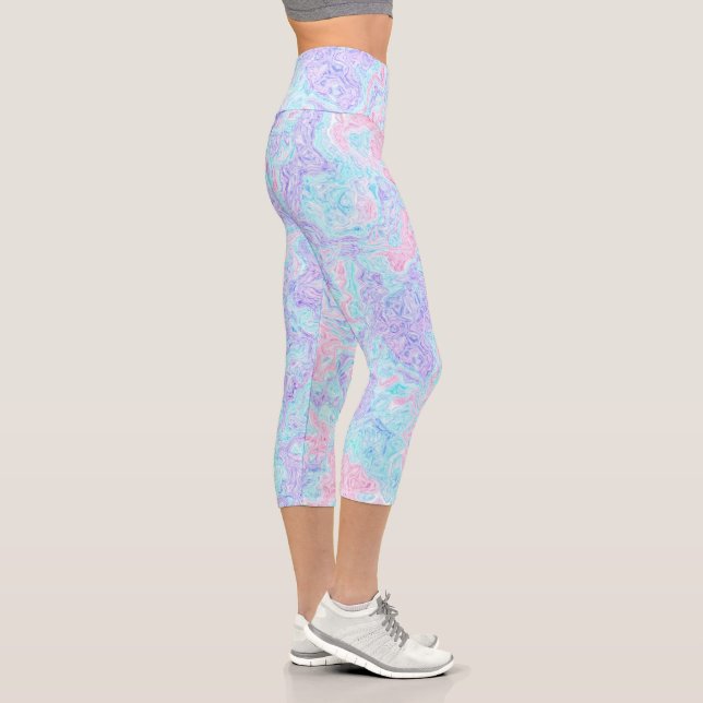 Cotton Candy Swirls  Capri Leggings (Right)