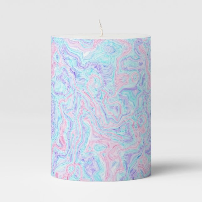 Cotton Candy Swirls Pillar Candle (Front)