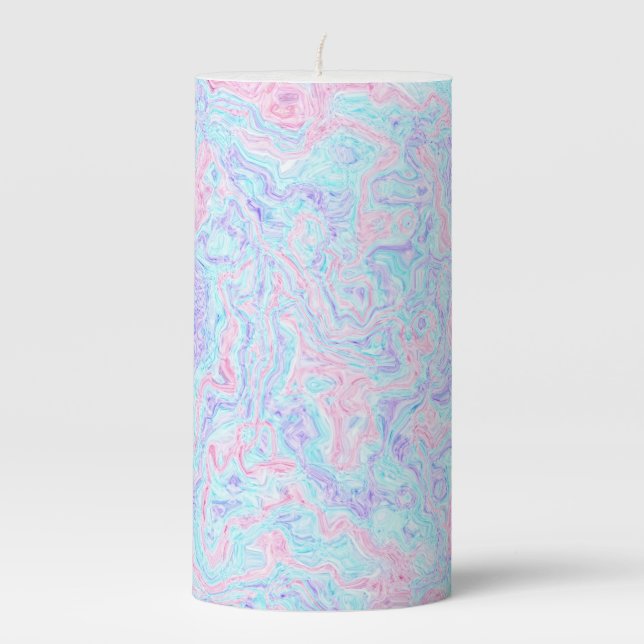 Cotton Candy Swirls Pillar Candle (Front)