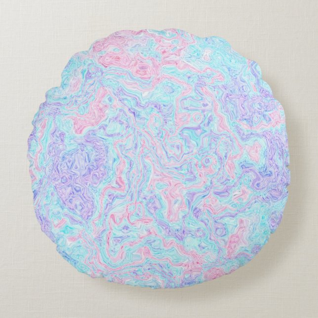 Cotton Candy Swirls Round Pillow (Front)