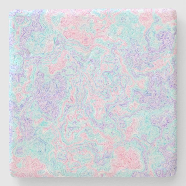 Cotton Candy Swirls Stone Coaster (Front)