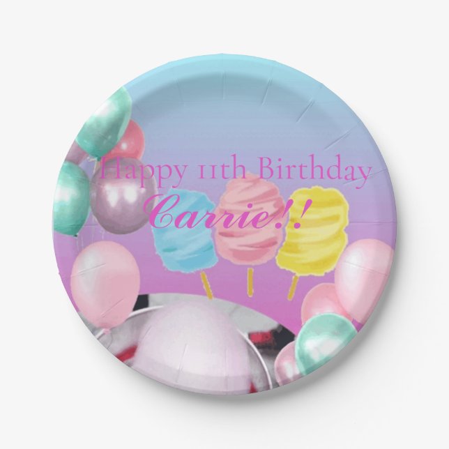 Cotton Candy Theme Paper Plates (Front)