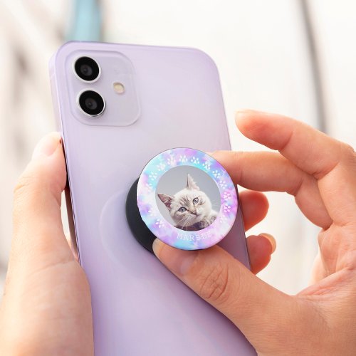 Cotton Candy Tie Dye Pet Photo PopSocket